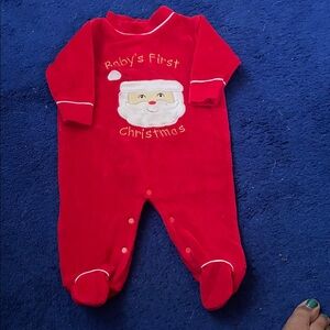 Just Love Red Baby First Christmas Holiday Footie Onesie 0-3 Months